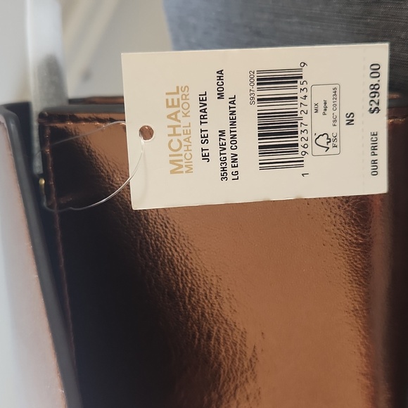 Michael Kors Jet Set Travel Large Envelope Continental Wallet Metallic Mocha
